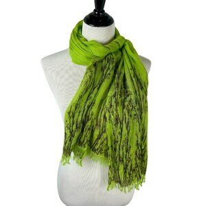 Sayami 100% Cashmere Scarf Wrap Women Green Abstract Botanical Pattern Long